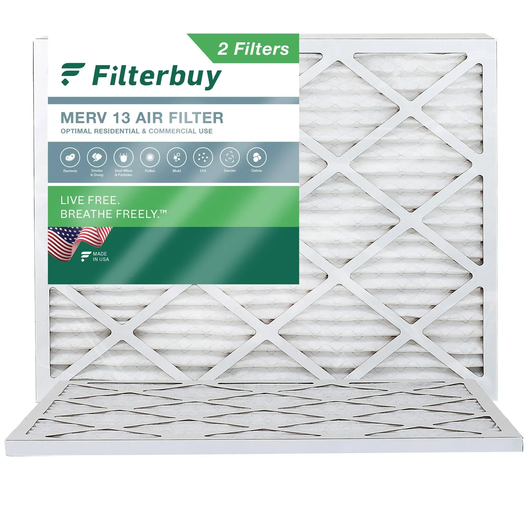 Filterbuy 14x20x1 Air Filter MERV 13, Pleated HVAC AC Furnace Filters Replacement ...