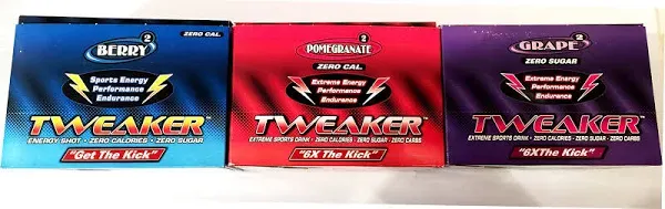 Tweaker Energy - Variety Pack - Grape, Berry, Pomegranate - 36 Pack