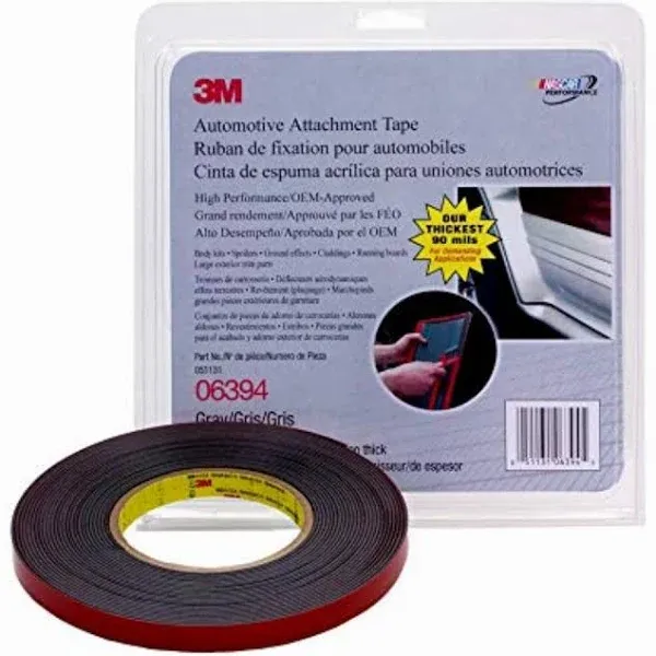 3M 06394 1/2 Double Sided Attachment Tape, Grey