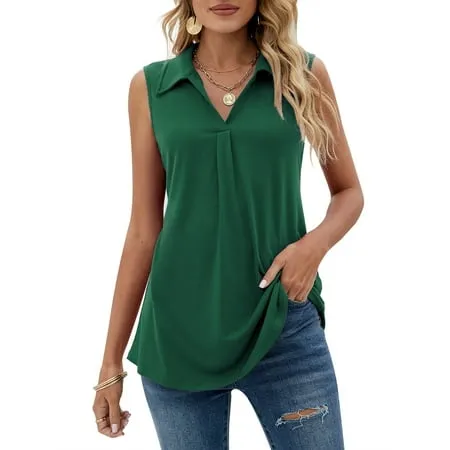 miduo Womens V Neck Strappy Tank Tops Loose Casual Sleeveless Shirts Blouses