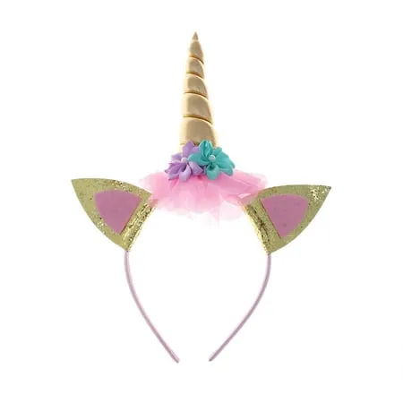 NUOLUX 6 Pcs Unicorn Headband Gold Horn Headbands Perfect Unicorn Party Supplies Party Favor for Birthday or Costume Party