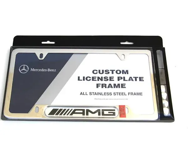 New Genuine Mercedes AMG License Plate Frame / Polished Stainless Steel