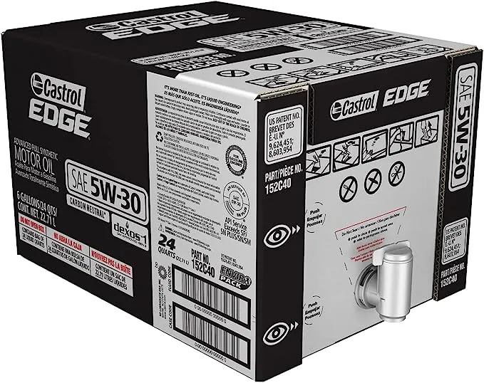 Castrol 03128C Edge High Mileage 5W-30 Advanced Full Synthetic Motor Oil, 5 Quart, 3 Pack