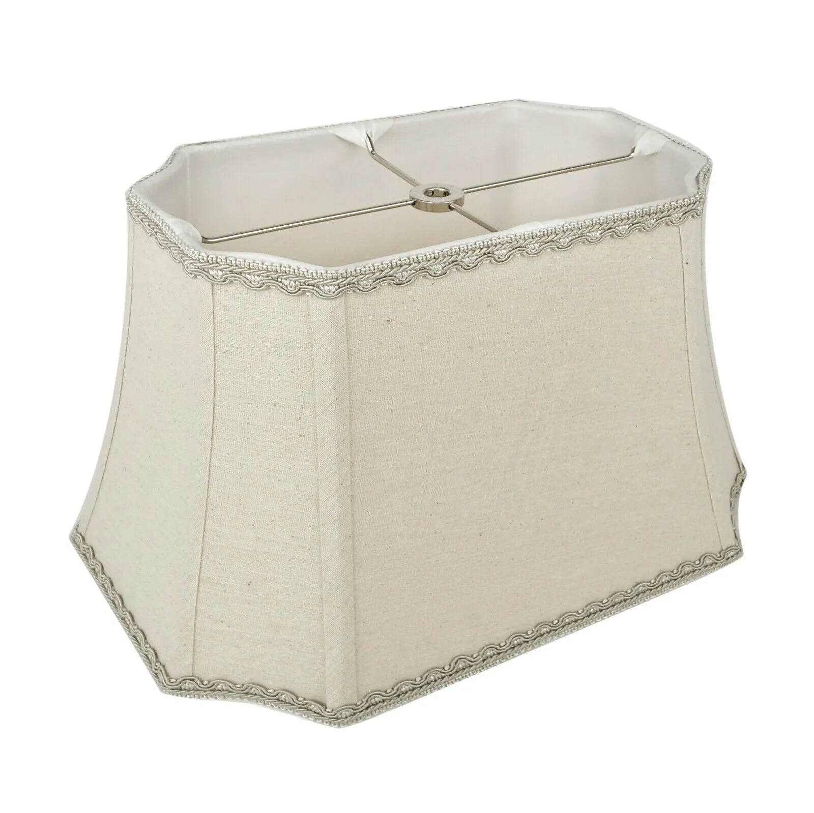 Bell Rectangle Cut Corner Linen Lampshade with Lace Trim