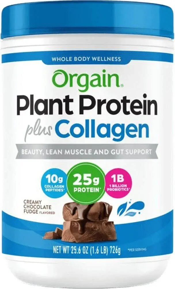 Orgain Protein Powder + Collagen, Vanilla Bean - 25g of Protein, 10g Collagen Peptides, 1B Probiotics, Supports Hair, Skin, Nail, Joint & Gut Health, Gluten Free, Dairy Free, Soy Free - 1.6lb