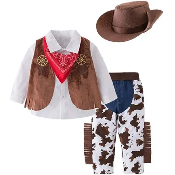 Bilo Kid Boys Halloween Cowboy Costume 5pcs Set Cosplay Event Dress Up Parties Stage Performance Outfits (100/4-5 Years)