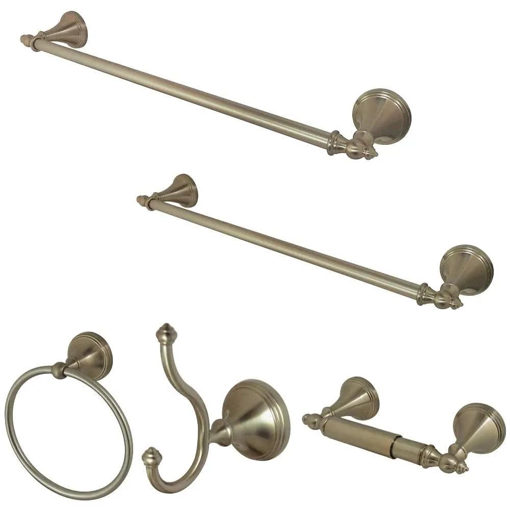 Kingston Brass BAHK1612478BB Naples 5-Piece Bathroom Accessory Set Brushed Brass