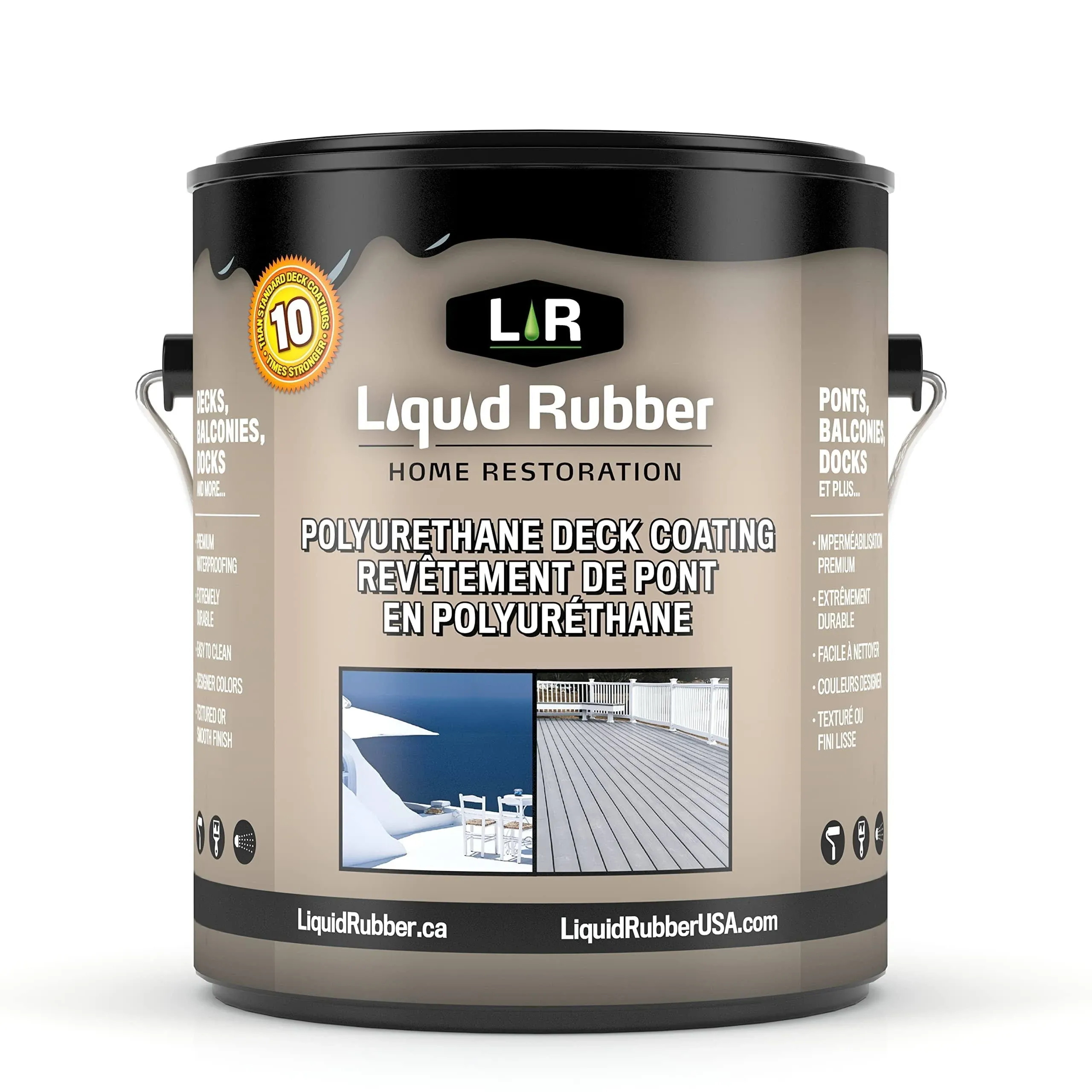 Liquid Rubber Smooth Polyurethane Deck Coating - Solar Protection Deck Sealant, Non-Toxic Multi-Surface Waterproofing Membrane, Easy to Apply, Misty Gray, 1 Gallon