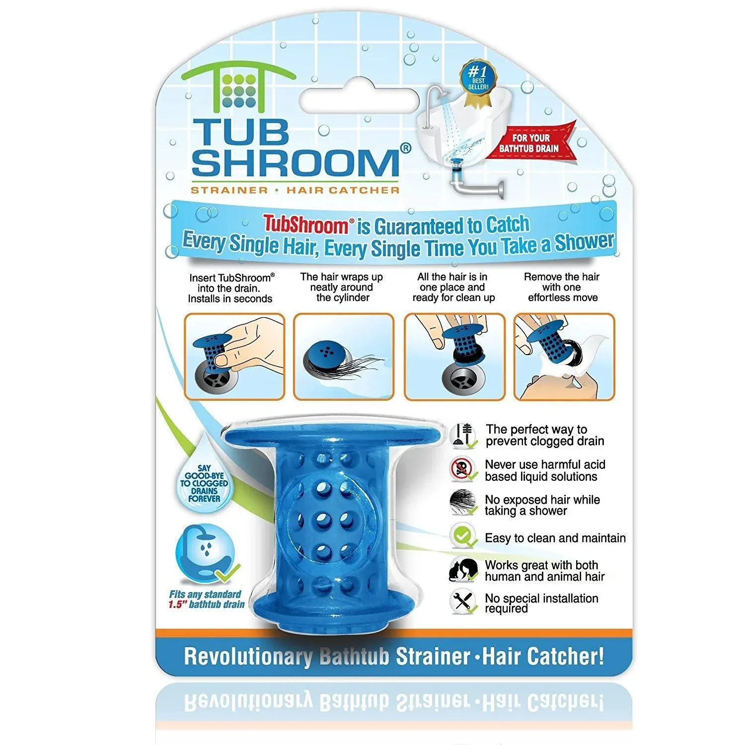 TubShroom: Drain Hair Catcher - Blue