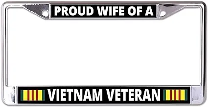 Proud Wife of A Vietnam Veteran Chrome License Plate Frame