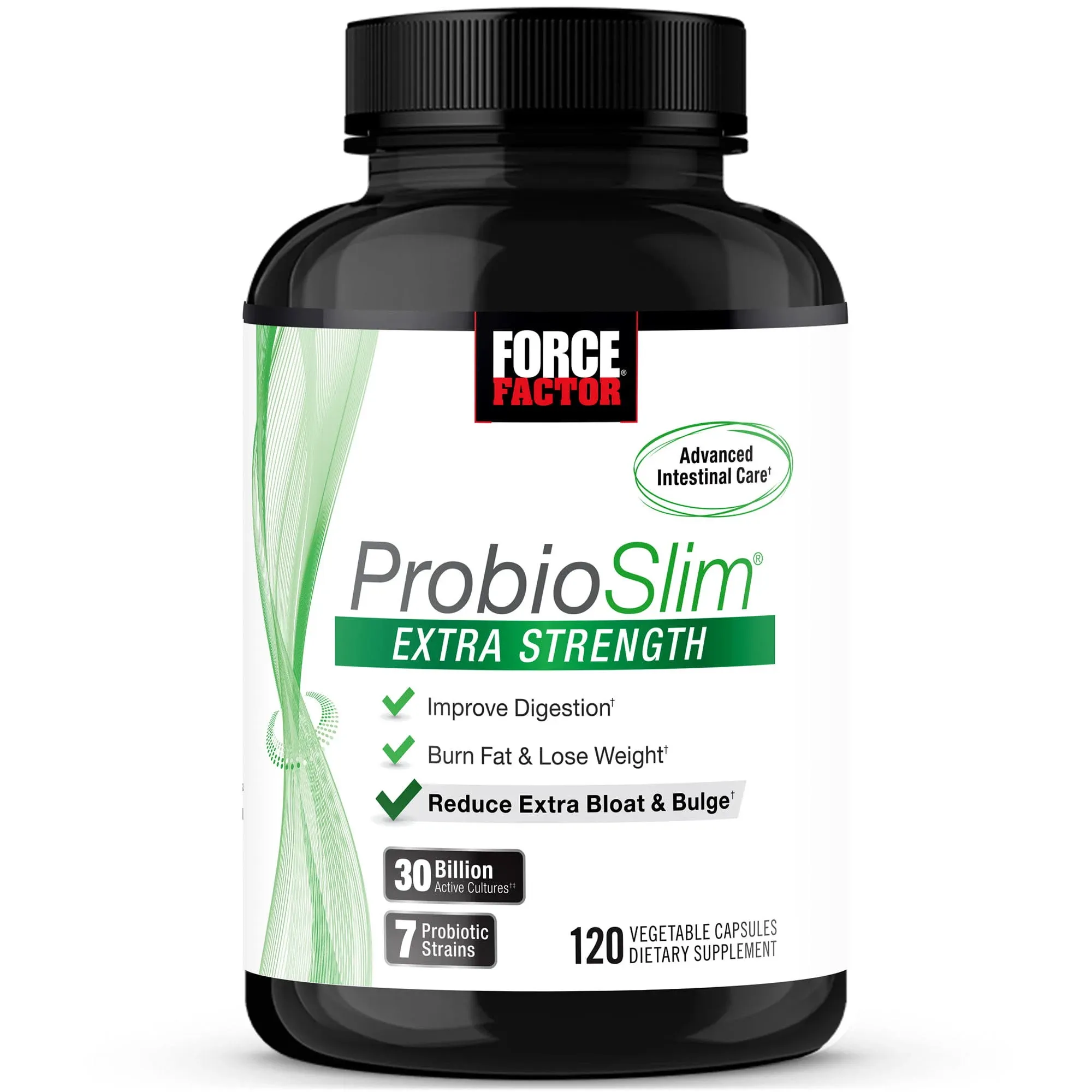 FORCE FACTOR ProbioSlim Extra Strength Probiotic Supplement for Women and Men with 30 Billion CFUs for Weight Loss, Digestive Health Support, Bloating and Gas Relief, 120 Capsules