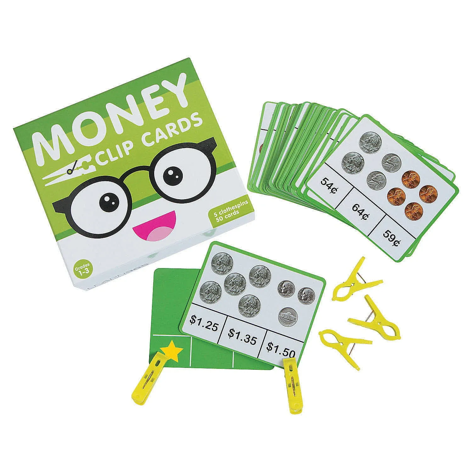 Fun Express Money Clip Cards - 51 Pieces - Educational and Learning Activities for Kids