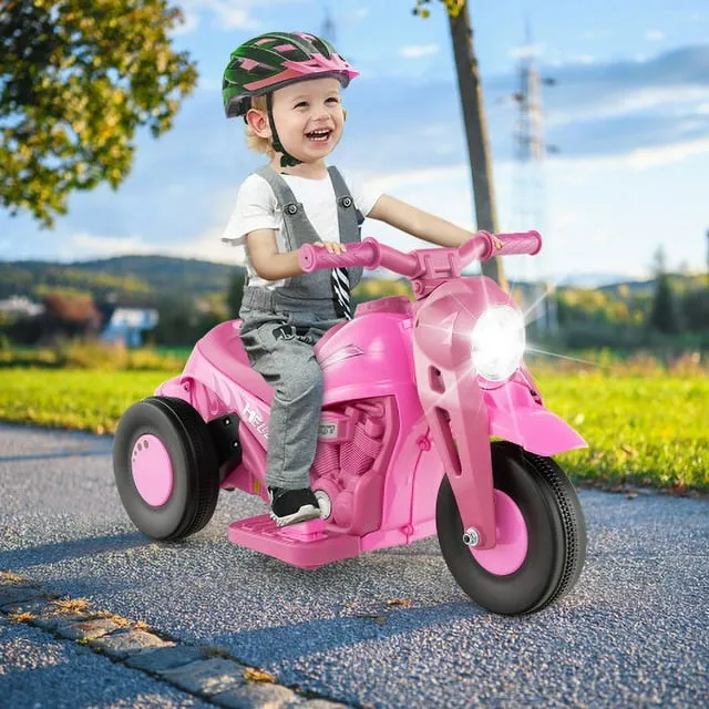 Kids Motorcycle with Bubble Function, Hetoy 6V Battery Powered Ride On Motorbike Toy w/LED Headlights, Music, Pedal, Forward/Reserve, 3 Wheels