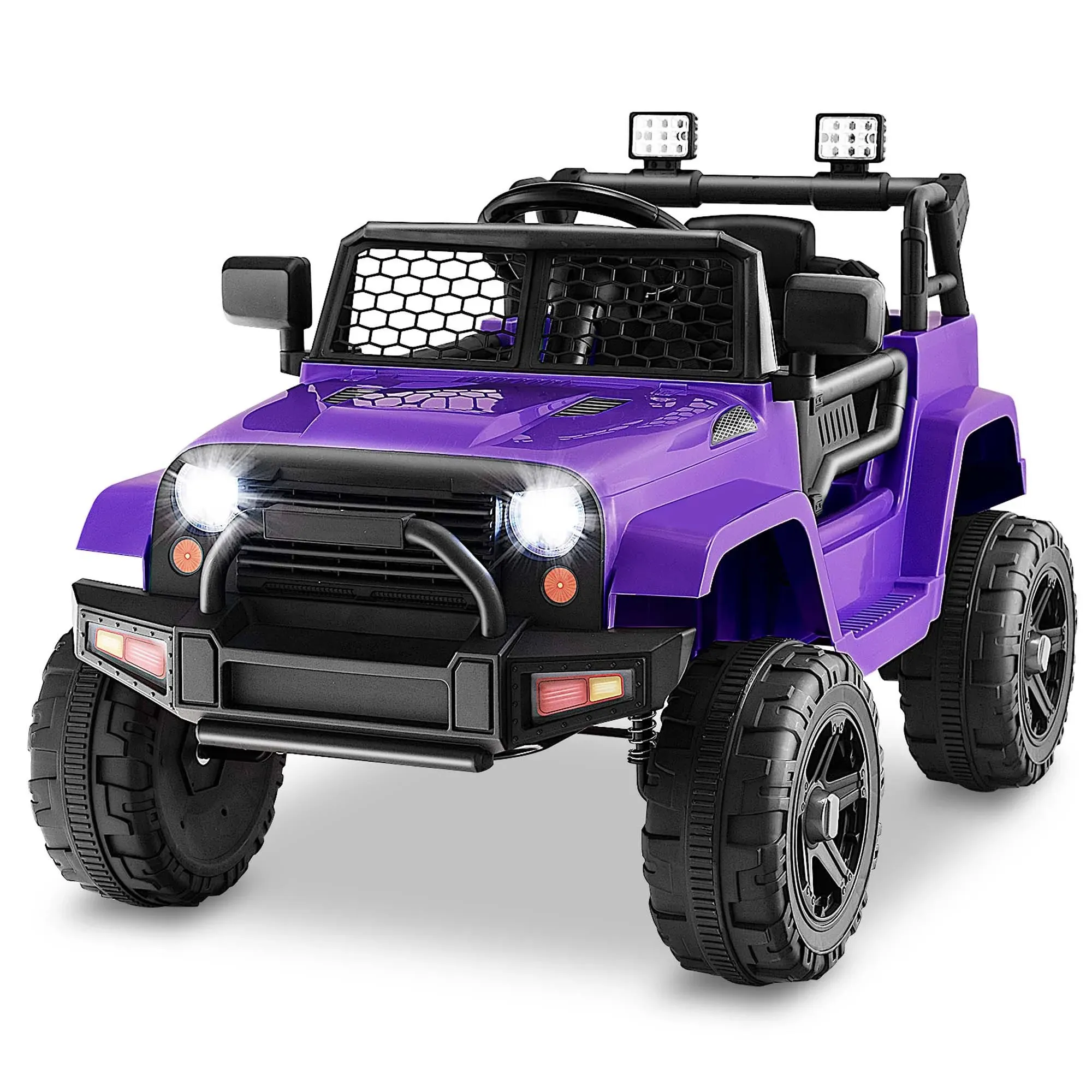 Costway 12V Kids Ride on Truck Car Electric Vehicle Remote w/ Music & Light - Purple