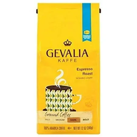 Gevalia Kaffe Espresso Roast Dark Ground Coffee 12 oz (Pack of 3)