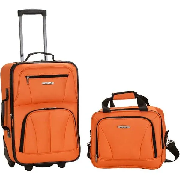 Rockland Fashion Softside Upright Luggage Set,Expandable, Orange, 2-Piece (14/19)