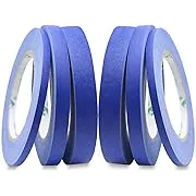 BOMEI PACK 6Pack Blue Painters Masking Tape, 1/4” 1/2” 3/4” X 60yds Multi Size Painting Paper Tape, Clean Removal with No Residue