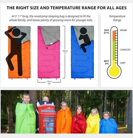 Sleeping Bag Indoor &amp; Outdoor Great for Kids &amp; Adults Camping Outdoor Hiking Red