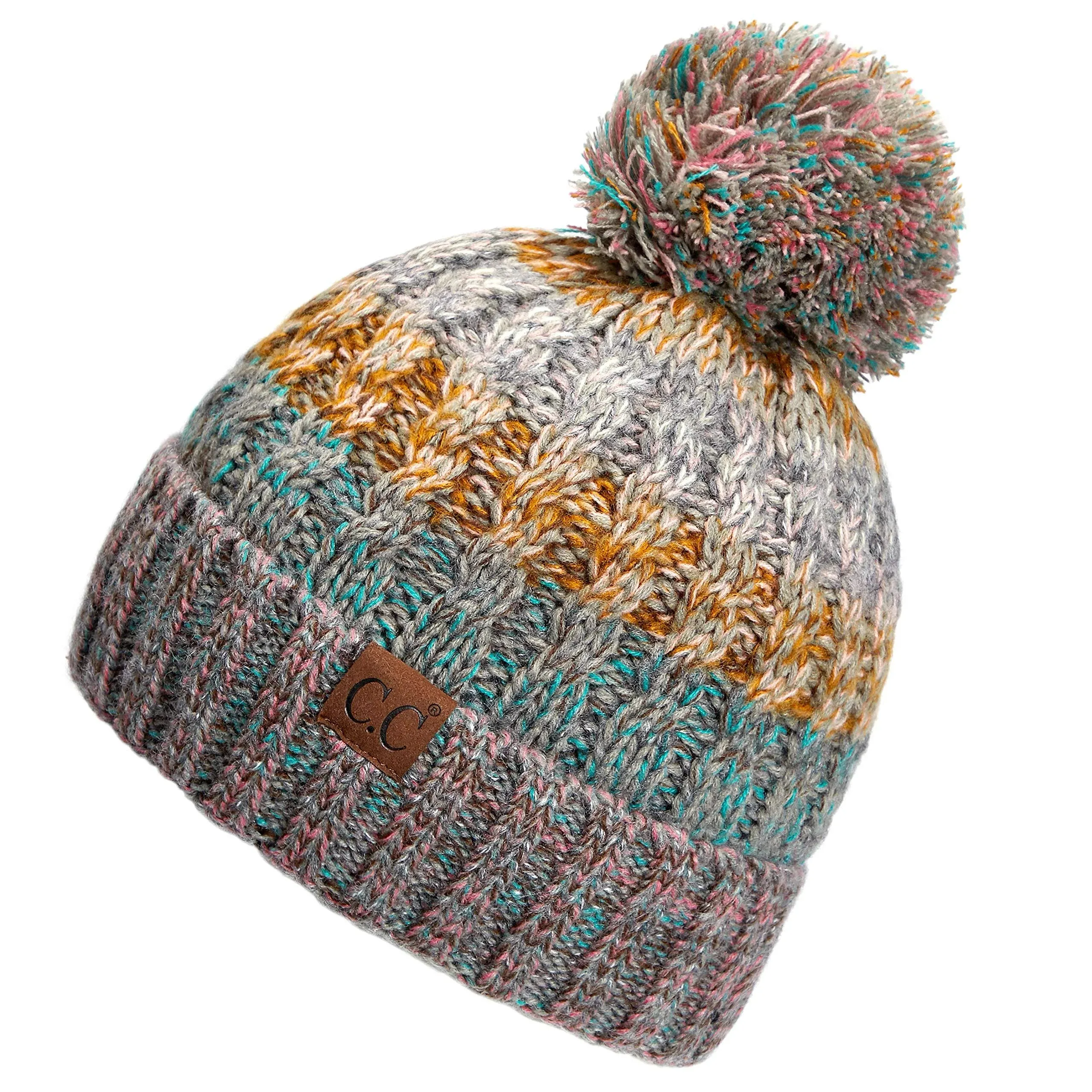 C.C Exclusives Women's Winter Seed Stitched Confetti Pom Beanie Hat (HAT-1816)(HAT-2214)(HAT-2085)(HAT-3841)