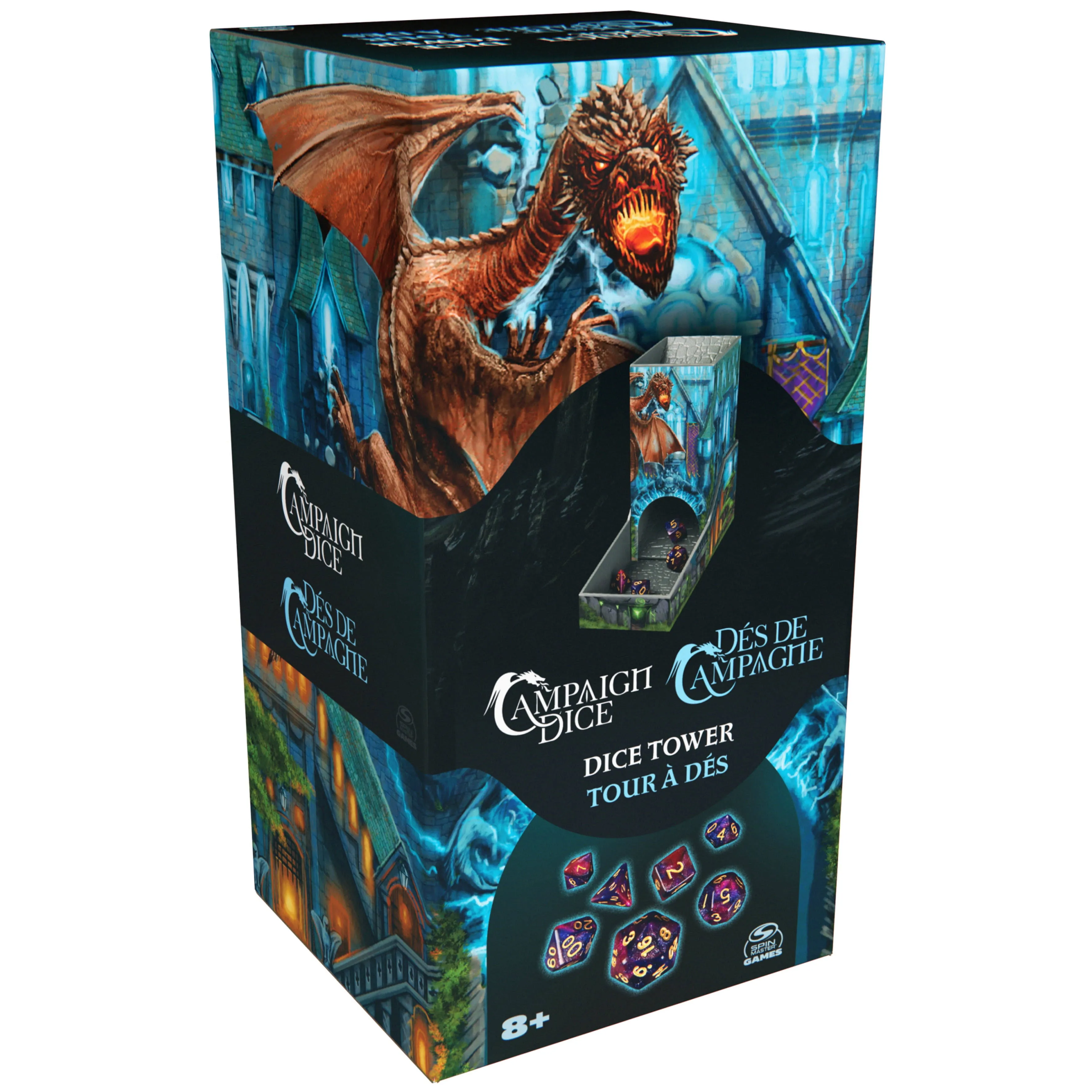 Campaign Dice Tower, Portable 7 Polyhedral Dice Role-Playing Board Games DND Dungeons Dragons MTG Magic The Gathering, for Adults & Kids Ages 8 and up