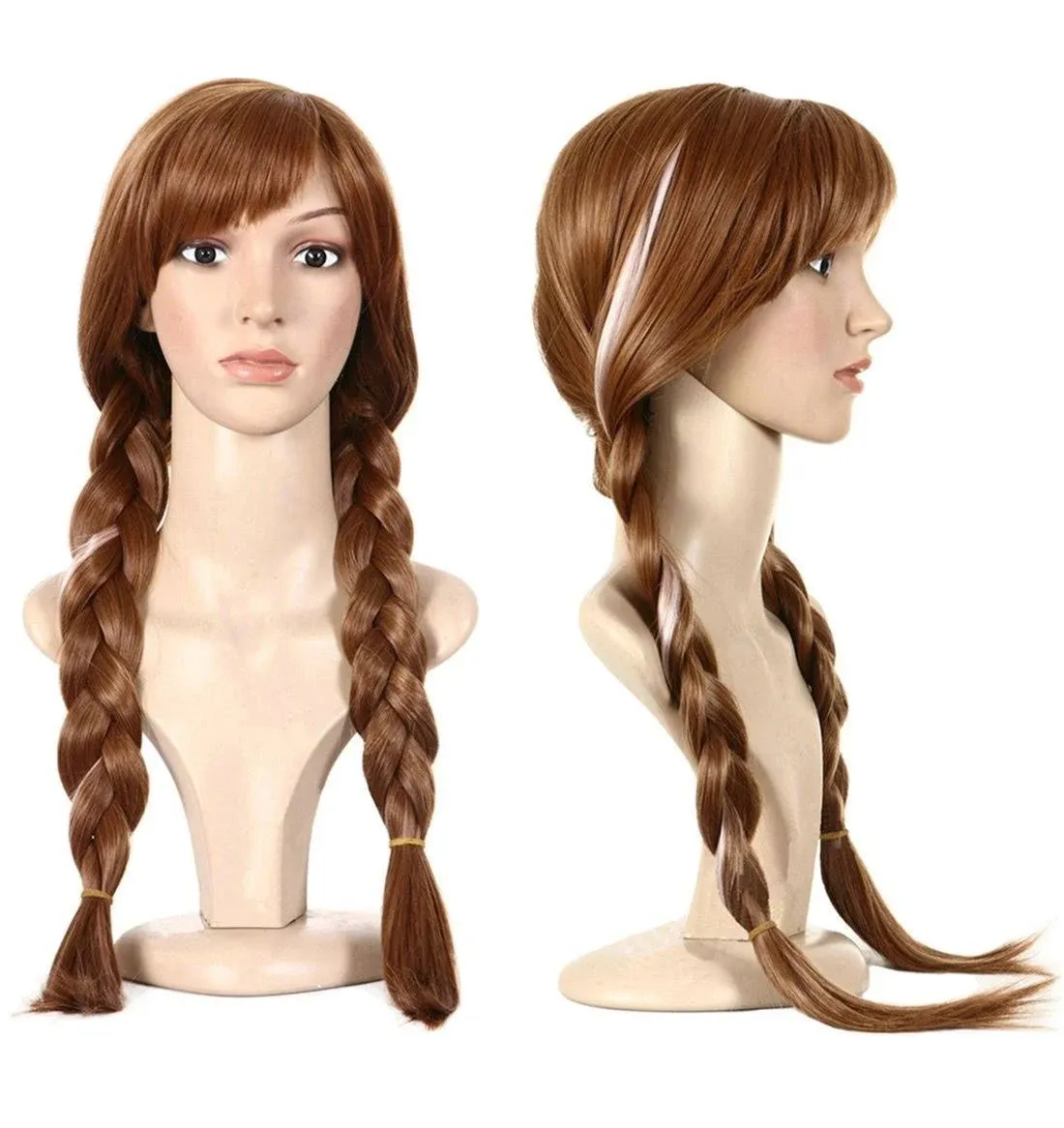 ANOGOL Hair Capprincess Wig for Women Braided Brown Cosplay Wig for G