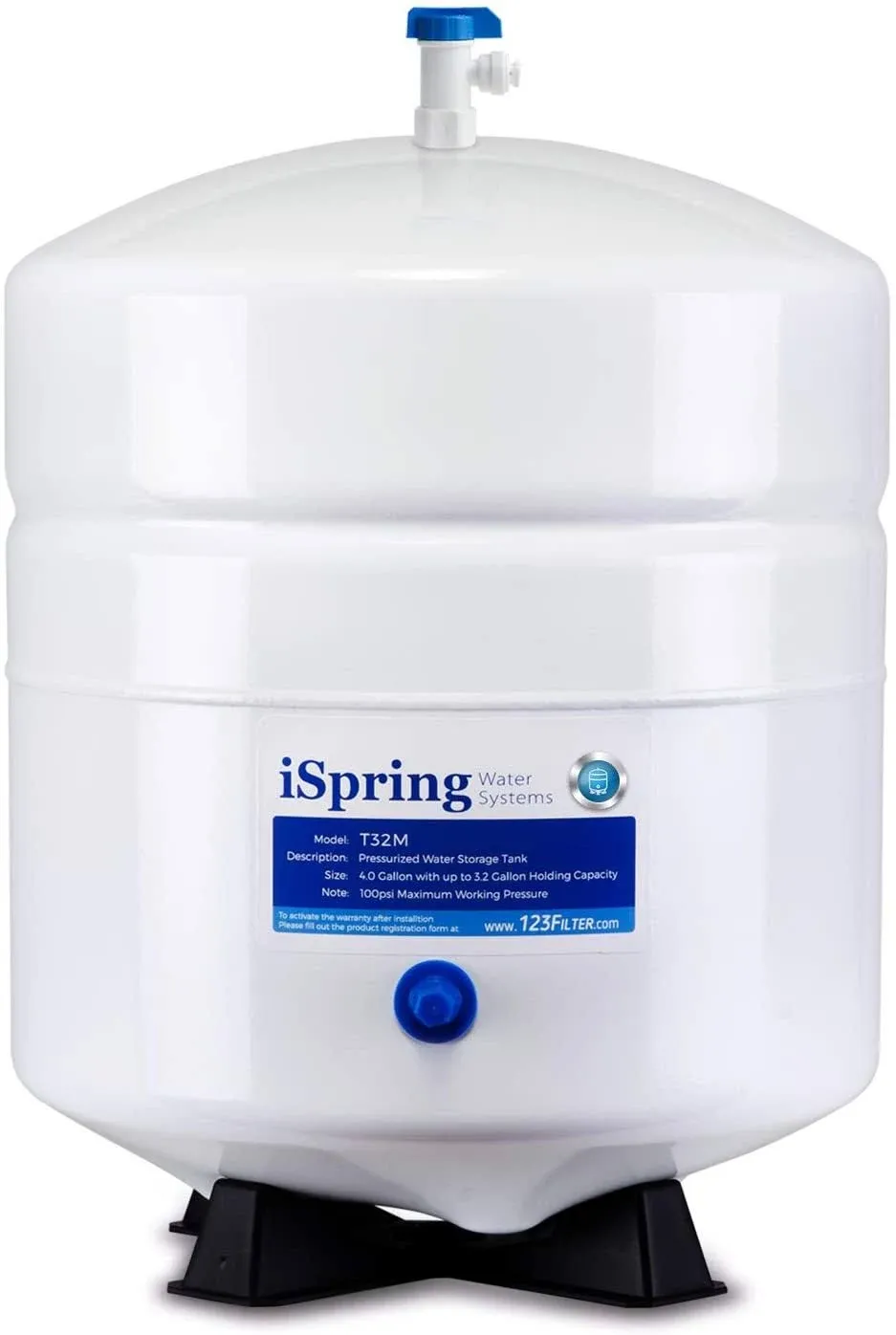 iSpring T32M Pressurized Water Storage Tank with with Ball Valve for Reverse RO