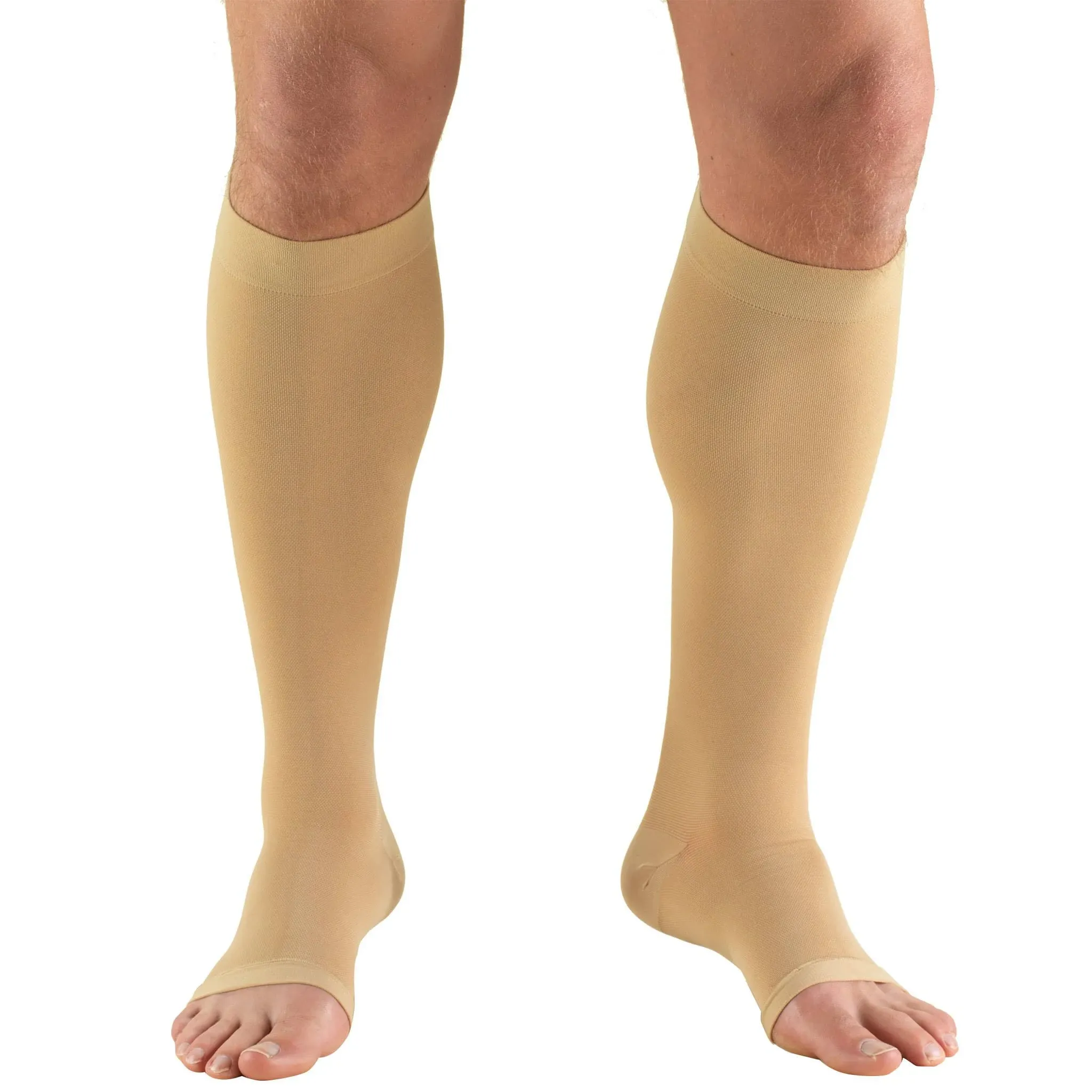 Truform Stockings, Knee high, Open Toe: 20-30 mmHg, Beige, Large