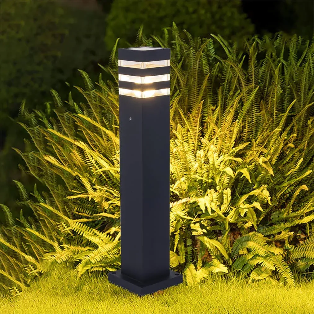 AILICIN Pathway Lights Post Lights IP55 Waterproof Outdoor Lamp Post Lawn Light Floor Lamp E26 Lampholder Hardwired Suitable for 12V / 24V / 120V Voltage（23.5in, Black）