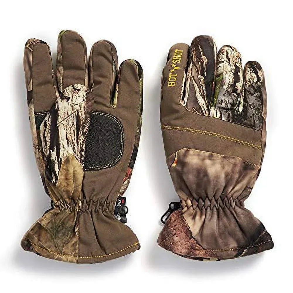 HOT SHOT Men’s Camo Defender Glove, Waterproof Insulated Long-Wear Non-Slip Grip Cold Weather Gloves for Hunting, Fishing