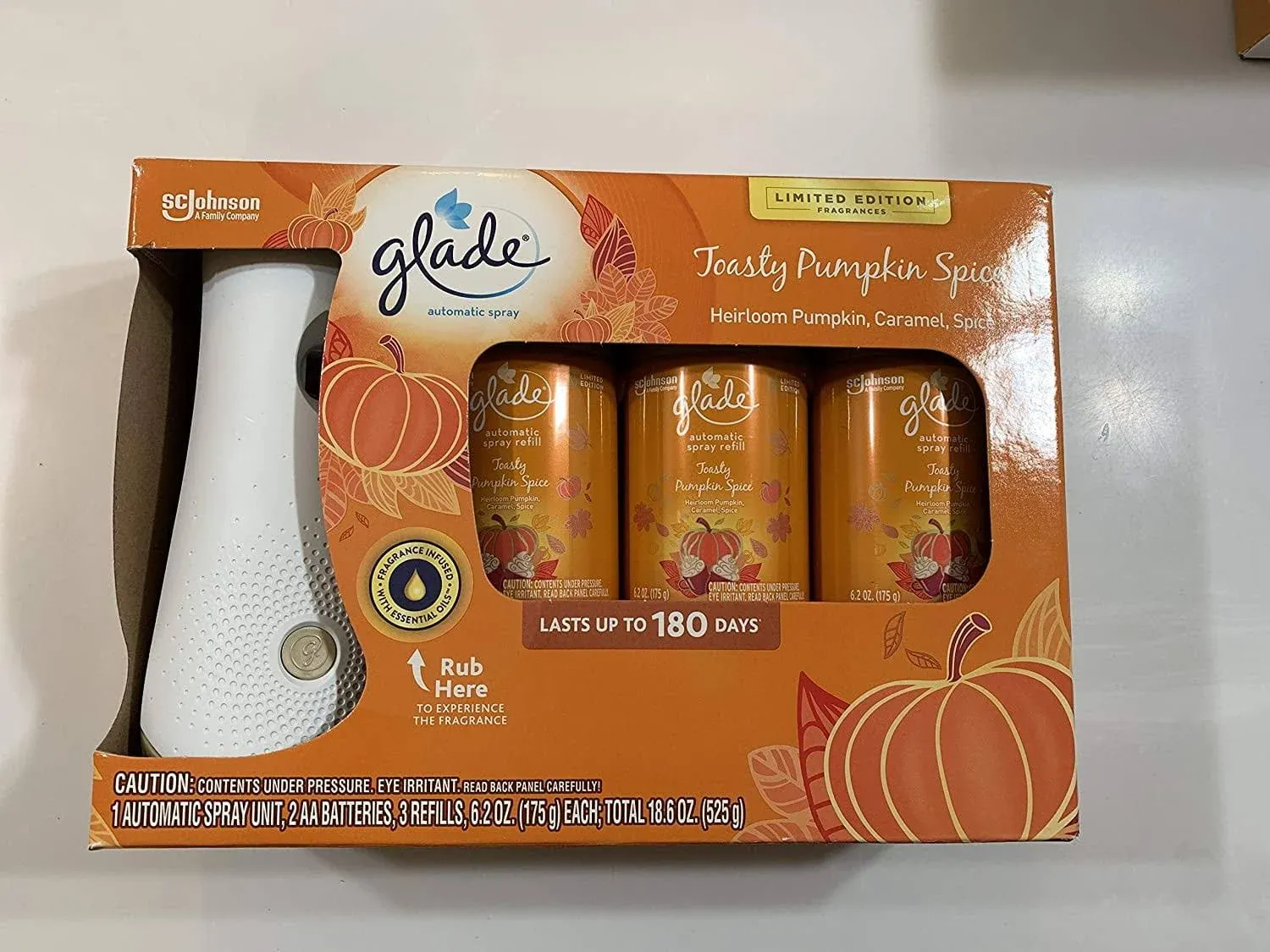 Glade Automatic Spray Diffuser Kit Pumpkin Spice 3 Refills