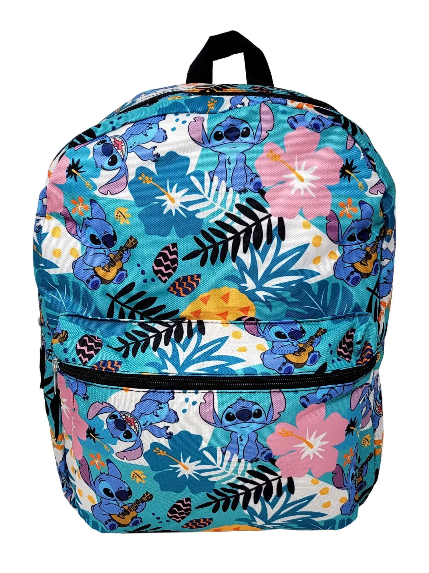 Lilo & Stitch 861341 16 in. Disney Tropical Days All Over Print Backpack Blue