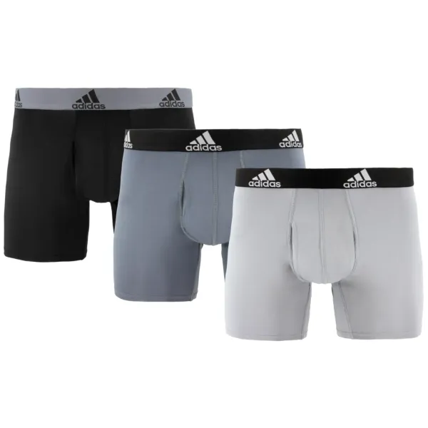 Men's adidas Men's adidas Performance Fabric Boxer Briefs Underwear 3 Pack XLarge Onix Black/Light Grey/Dark Grey