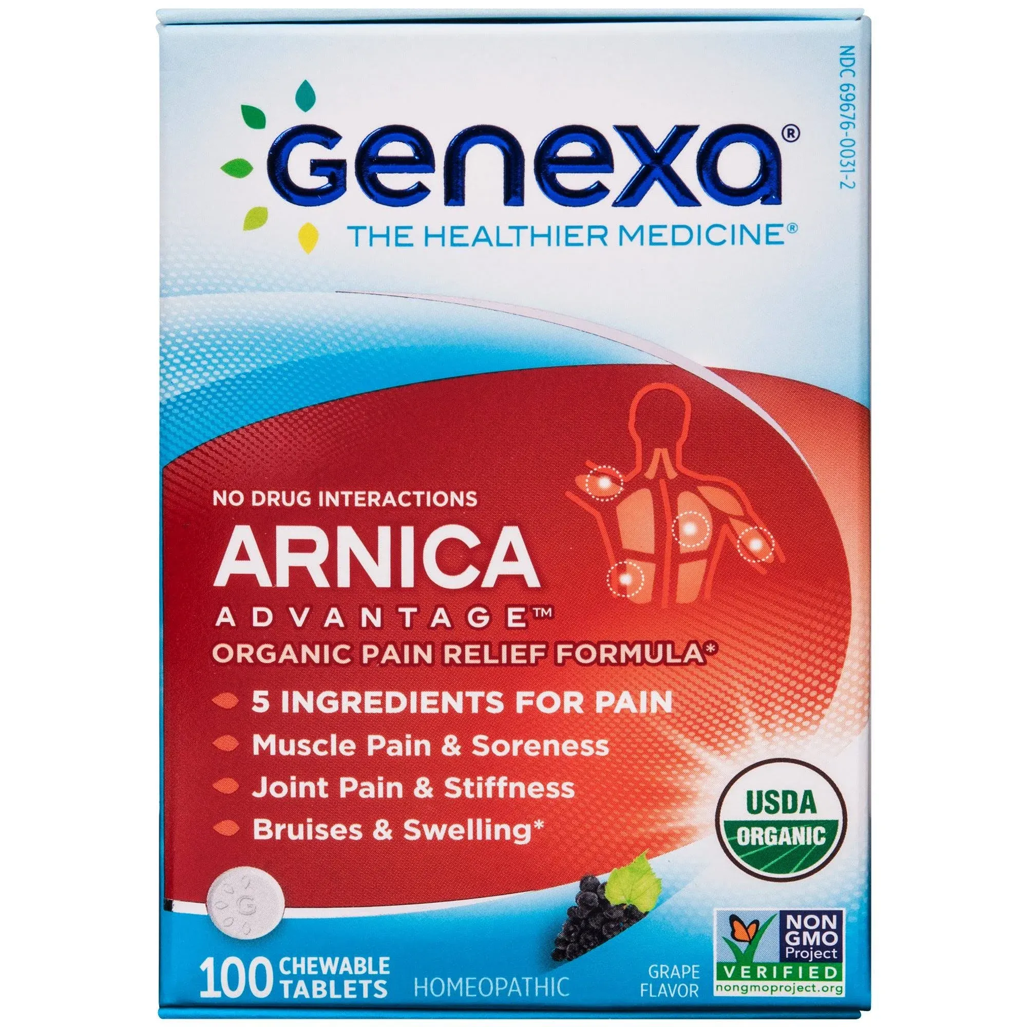 Genexa Arnica Advantage Organic Pain Relief Chewable Tablets