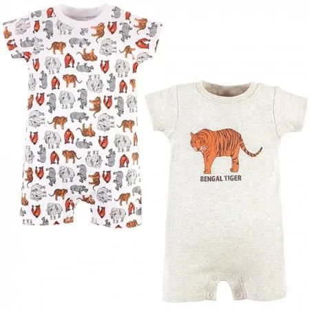 Touched by Nature Unisex Baby Organic Cotton Rompers Endangered Tiger 9-12 Months