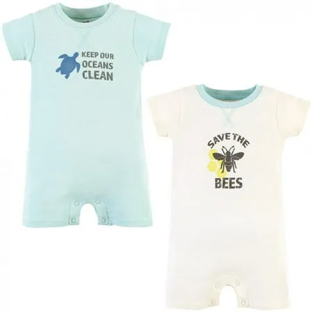 Touched by Nature Unisex Baby Organic Cotton Rompers Save The Bees 6-9 Months