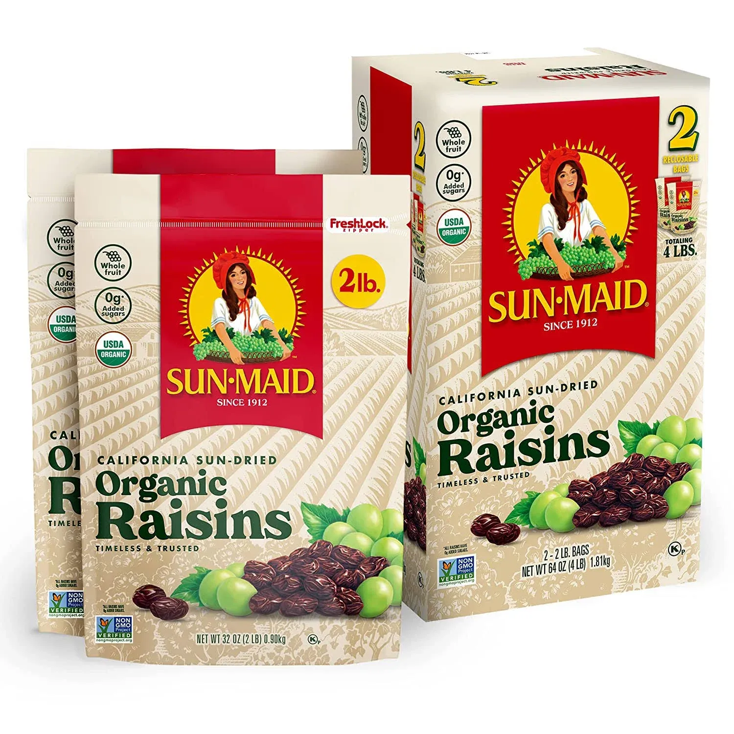 SunMaid California Sun-Dried Organic Raisins 32 Ounces