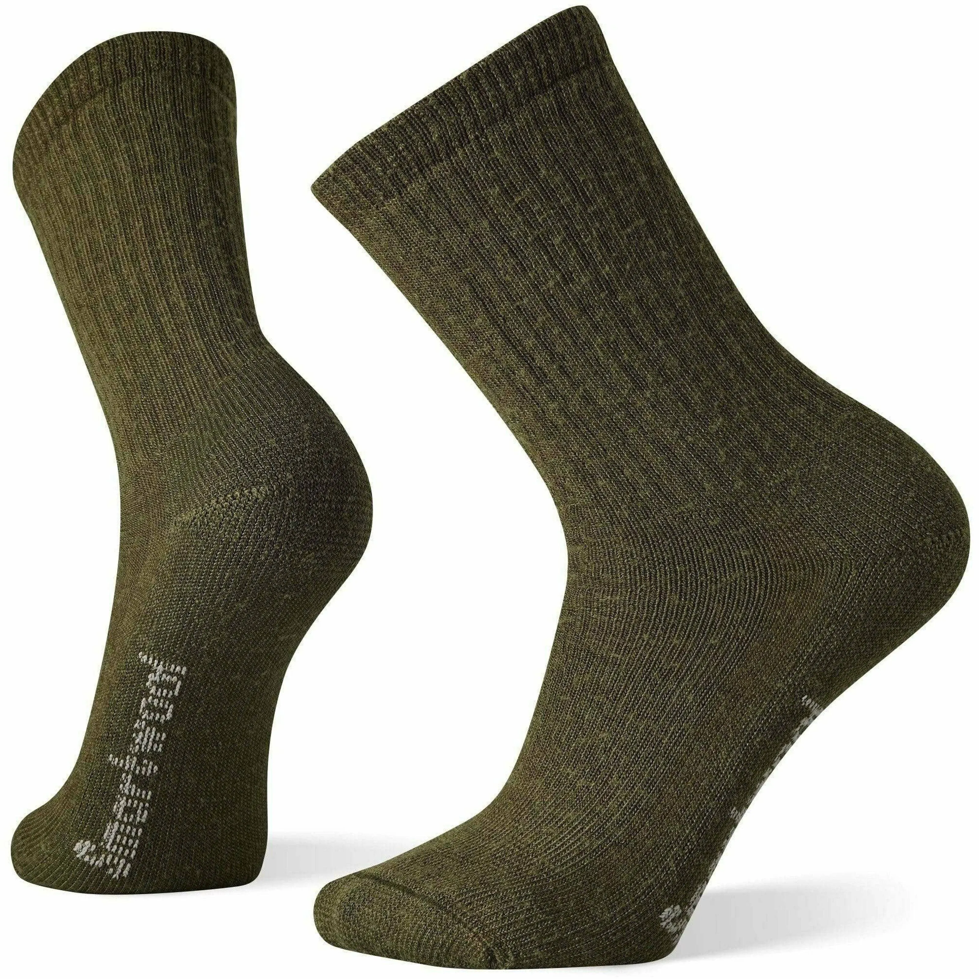 Smartwool Classic Hike Full Cushion Solid Crew Socks for Men Military Olive Large