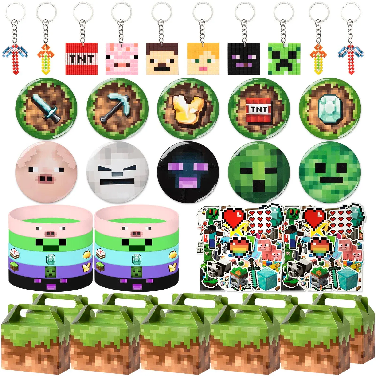 Niteluo Pixel Style Birthday Party Supplies,40pcs Miner ThemeParty Decorations ...