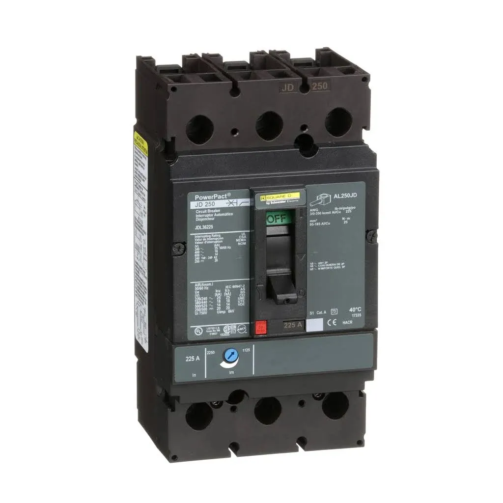 Square D JDL36225 3 Pole Circuit Breaker