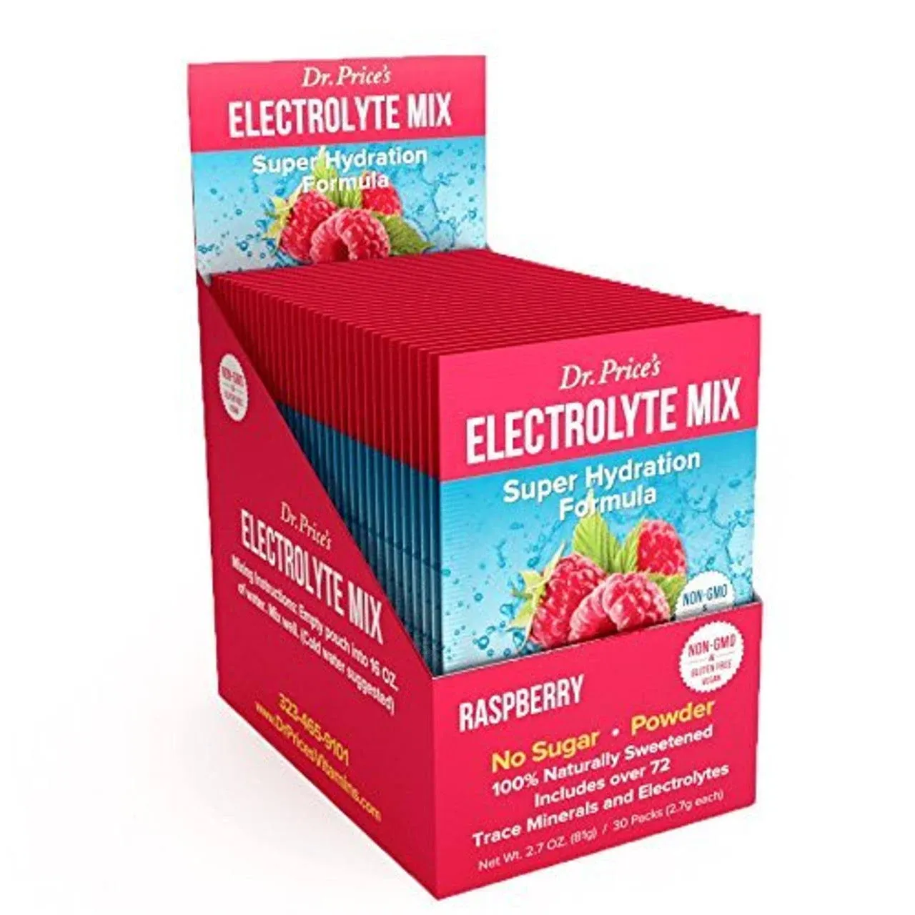 Electrolytes Powder Packets - Electrolytes No Sugar - Hydration Packets - Electrolyte Mix - Keto Electrolytes - Fasting Electrolytes - Water Enhancer, No Tablets, Sports Drink - 30 Packets Raspberry