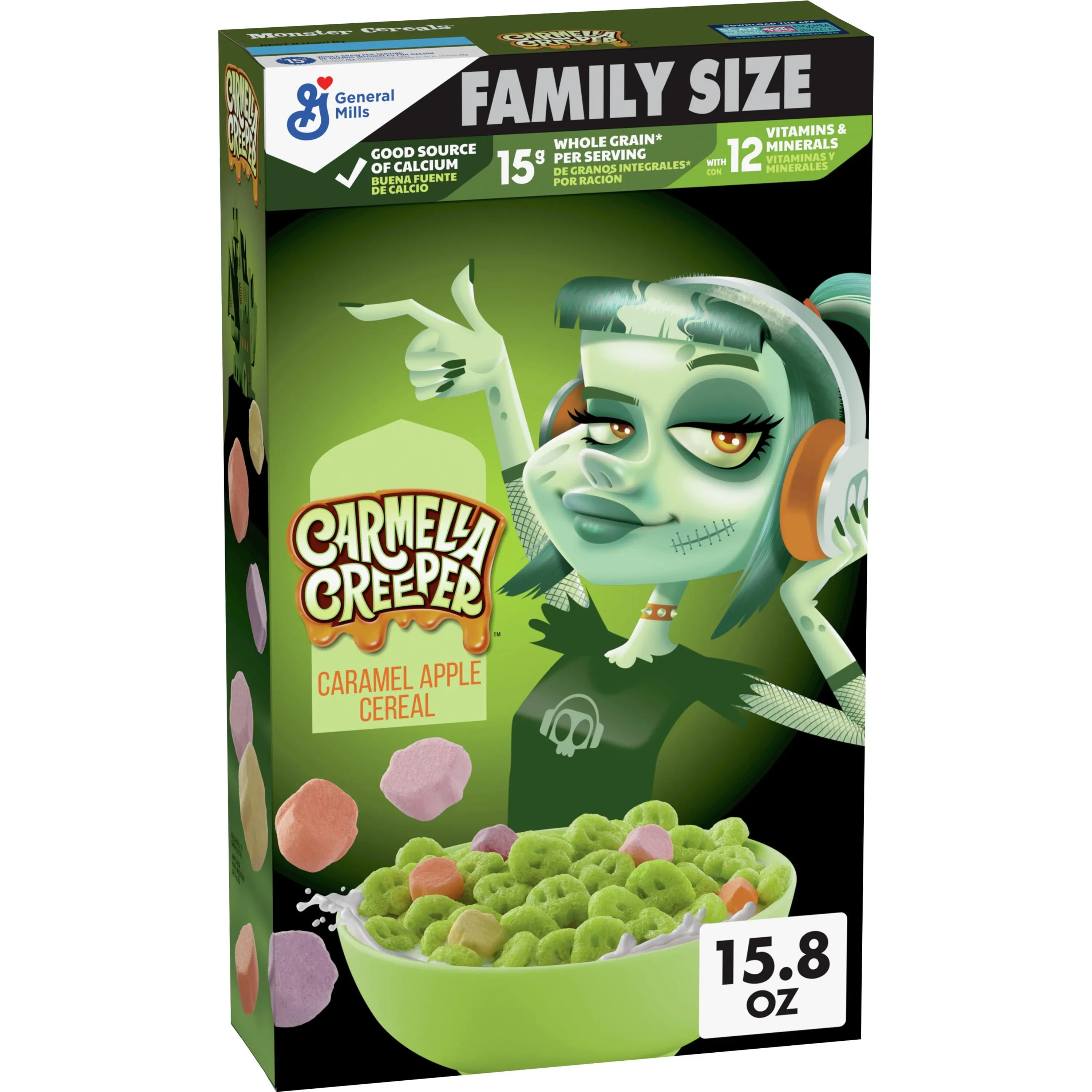 CARMELIA CREEPER CARAMEL APPLE CEREAL 15.8OZ GM FAMILY SIZE LIMITED Edition NEW