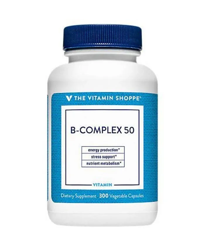 The Vitamin Shoppe B-Complex 50 – Supports Energy Production, Nervous System Function & Nutrient Metabolism – Excellent Source of B1, B2, B6, B12, Niacin, Folic Acid & Biotin (300 Veggie Caps)