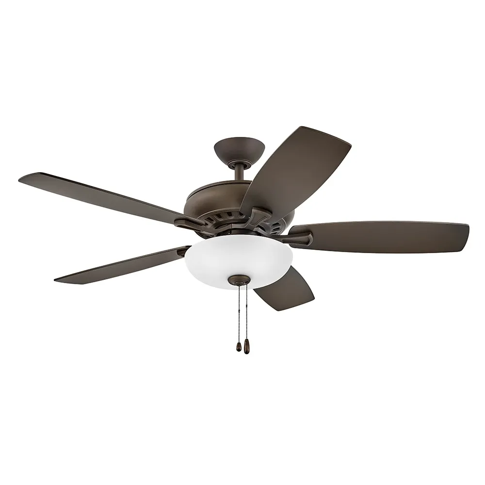 Hinkley Highland Illuminated 52-in Metallic Matte Bronze with Walnut, Metallic Matte Bronze Blades LED Indoor Smart Ceiling Fan with Light (5-Blade)