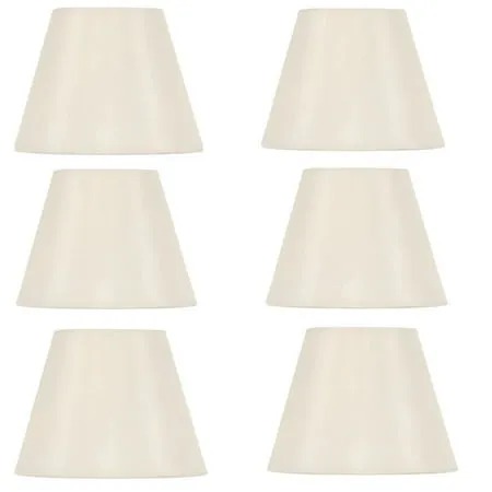 White Silk 4 Inch Retro Drum Clip On Chandelier Lampshades (Set of 6)