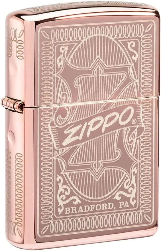 Zippo Eastern Design High Polish Rose Gold Pocket Lighter