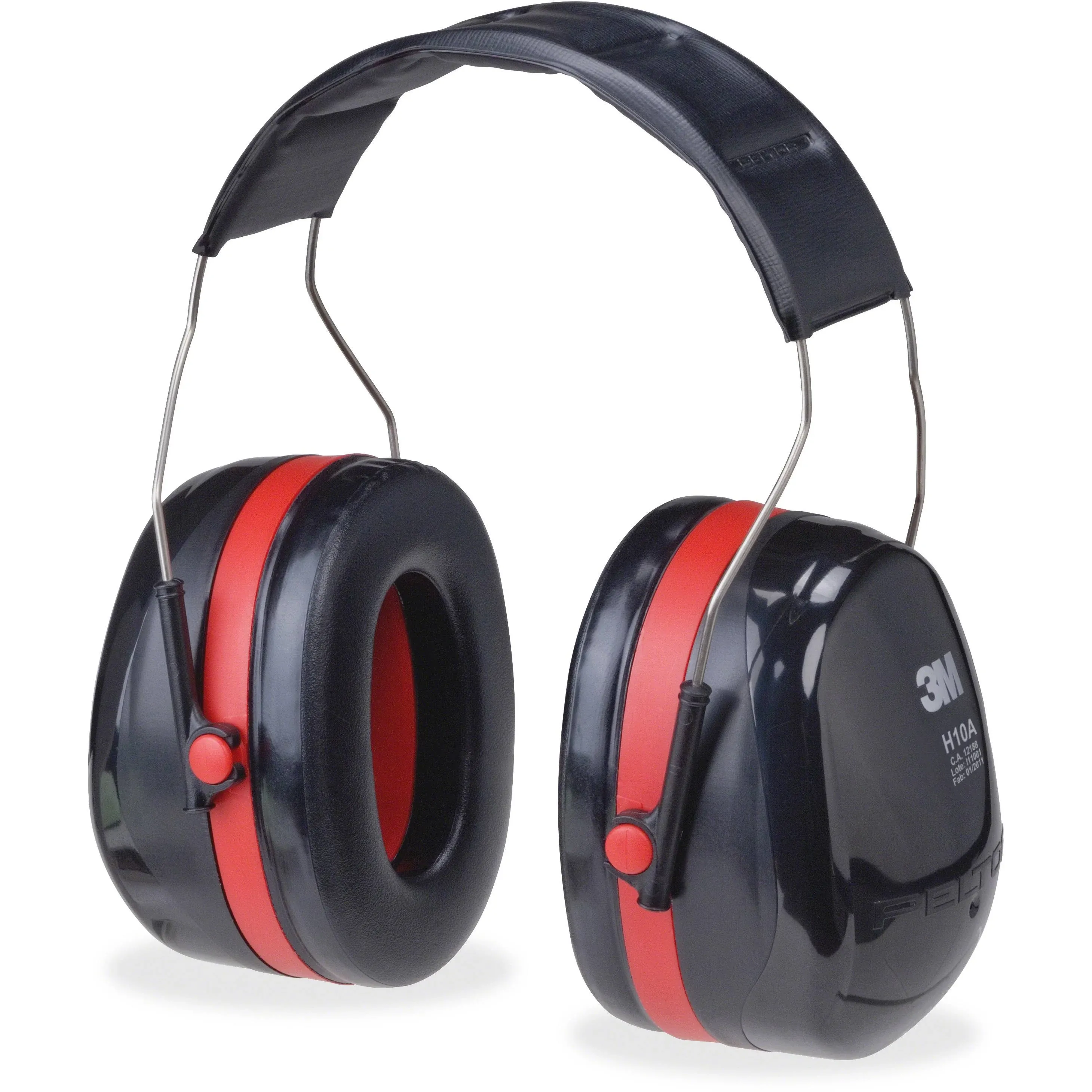 3M H10P3E Peltor Optime 105 Black / Red Cap-Mount Earmuffs