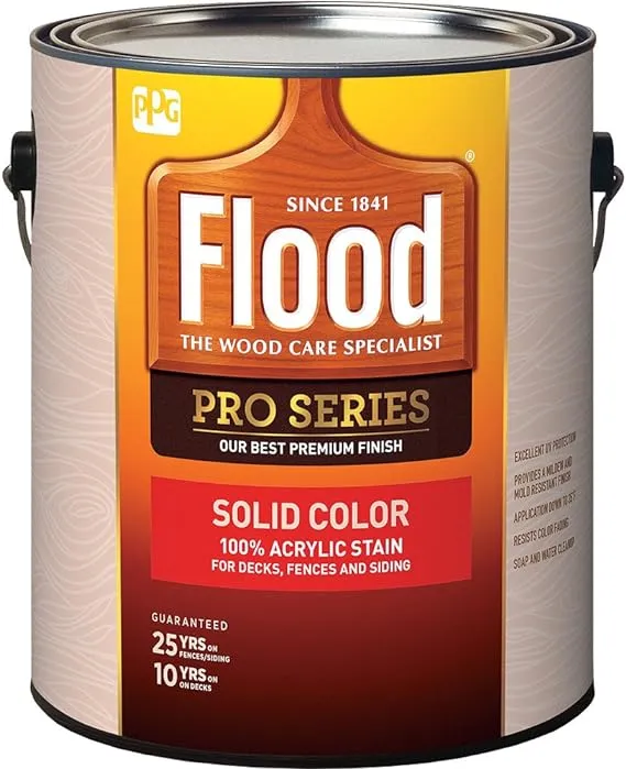 Flood FLD82201-XCP4 Wood Stain Pro Series Solid Satin Neutral Deep Base Acrylic 1 gal Neutral - pack of 4