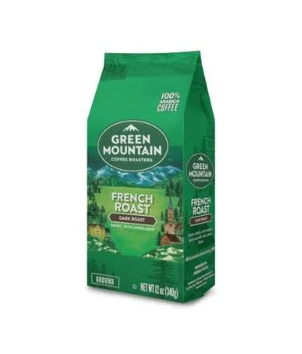 Green Mountain Coffee Roasters, French Roast, Ground Coffee, Dark Roast, Bagged 12oz.