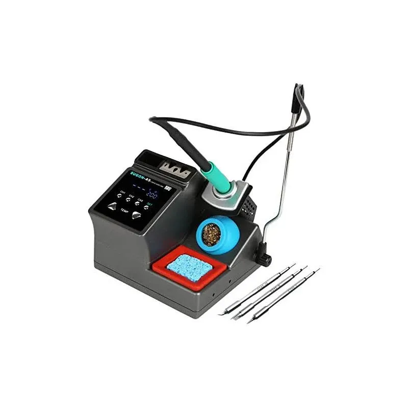 SUGON A9 245 Soldering Station, 120W Soldering Iron Station Kit,3 Seconds Fast Heating up 716℉, 212℉-842℉, 3 Temperature Storage, ℃/℉, 3 Soldering Iron Tips, Quick Change Soldering Iron Tips Holder