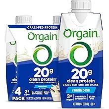 Orgain Clean Protein Shake, Grass Fed Dairy, Vanilla Bean - 20g Whey Protein, Meal Replacement, Ready to Drink, Gluten Free, Soy Free, Kosher, 11 Fl Oz (Pack of 4) (Packaging May Vary)Orgain Clean Protein Shake, Grass Fed Dairy, Vanilla Bea…